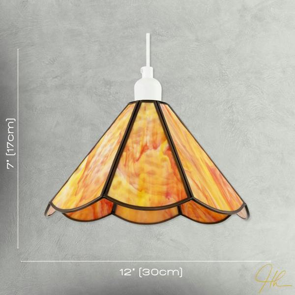 Classic Orange and Amber Tiffany Glass Easy Fit Pendant Lighting Shade Image 7