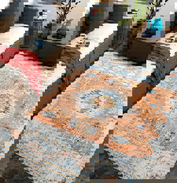 Livabliss Huntington Beach-Vintage Orange Blue Beige In- & Outdoor Rug