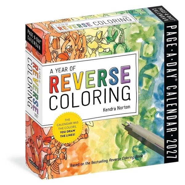 A Year of Reverse Colouring Desk Calendar 2027, Desk Calendars, Day To View, Art, Gift