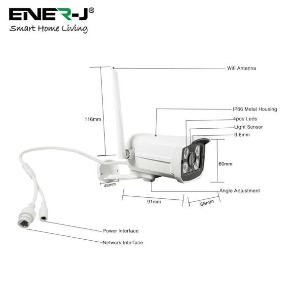 ENER-J Additional Outdoor IP Camera for Wireless Security CCTV System IPC1030 Kit
