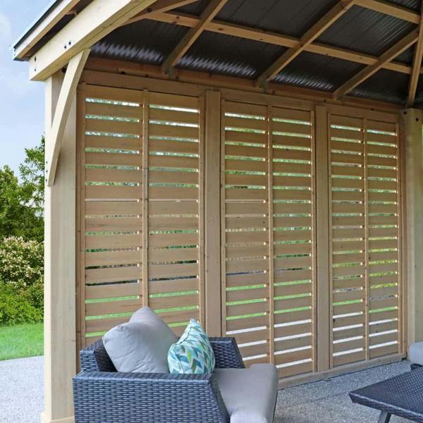 Yardistry Wooden Gazebo 12ft x 16ft (3.7m x 4.9m) with Double Privacy Wall 3.7m x 4.9m Wooden Gazebo 5