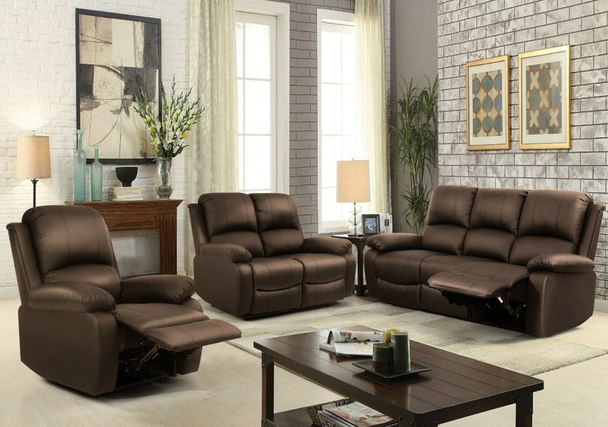 Comfy Living Milan Reclining Luxury Faux Leather Sofa Set - Indulge in the Ultimate Comfort and Style for Your Living Room