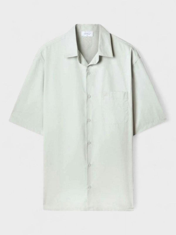 Off - White Heavy Cotton Bowling Shirt Arctic Ice Blue - Supplied FashionOff - White