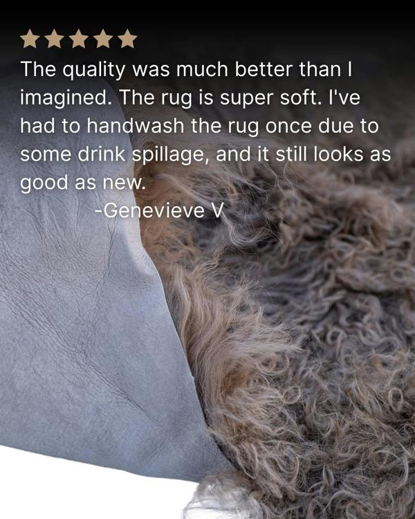 Mocha Mongolian Sheepskin Rug close up