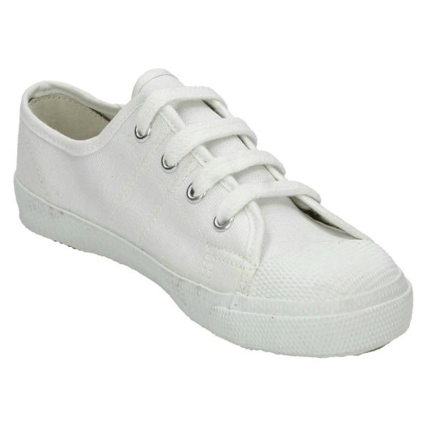Spot On Mens Spot On Canvas Lace To Toe White Pumps