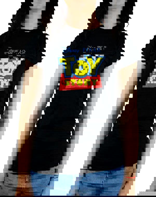 Disney Womens Black Logo Boyfriend Fit Short Sleeved T-Shirt