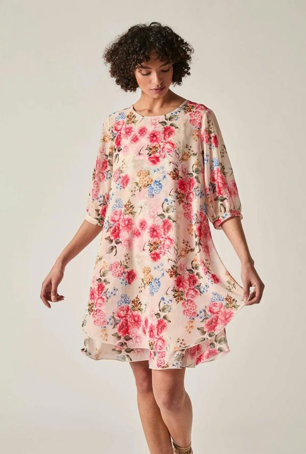 James Lakeland Flower Print Wave Hem Dress