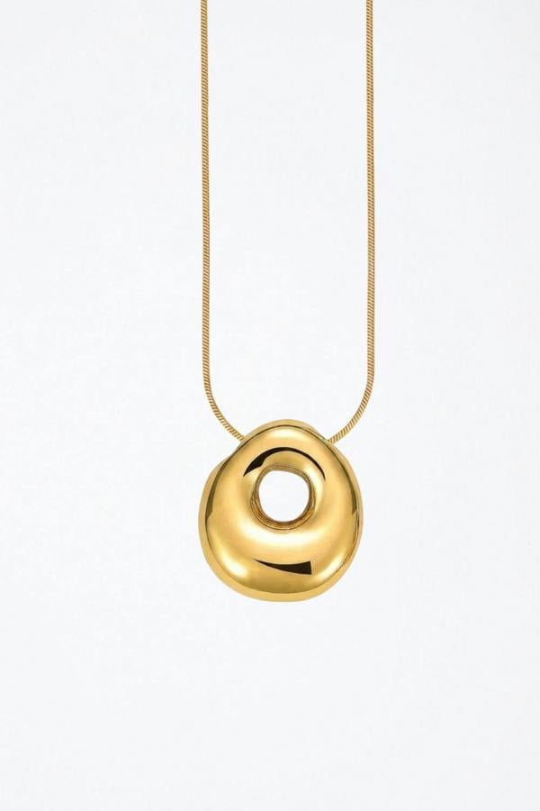 Serla Bubble Initial Gold Plated Necklace Letter O