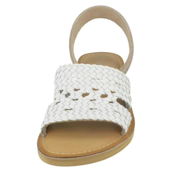 Leather Collection Ladies Leather Collection Low Wedge Weave Slingback Mules