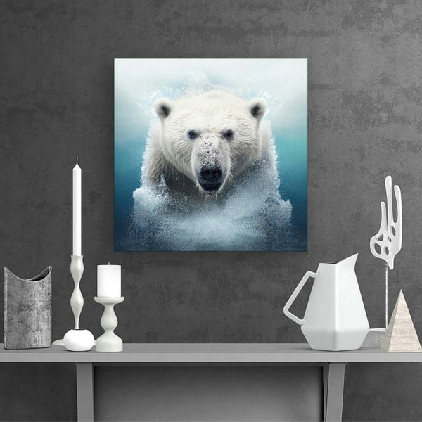 Warren Reed Polar Bear Splash Art Canvas