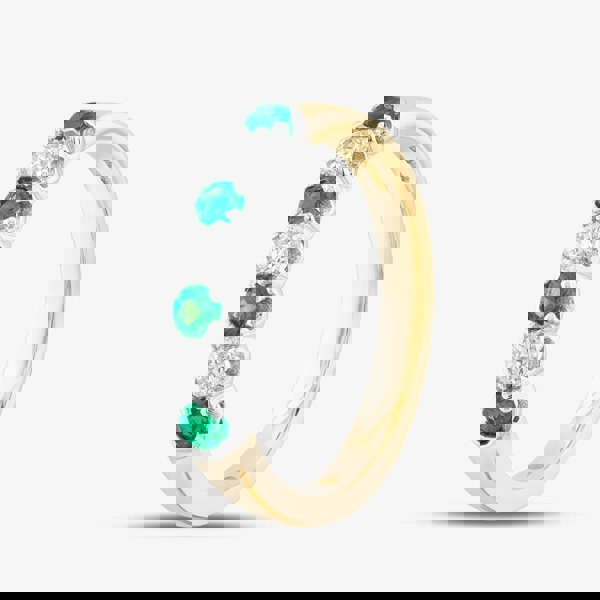 T. H. Baker 18ct Yellow Gold 0.27ct Emerald & 0.22ct Brilliant Cut Diamond Half Eternity Ring 41020