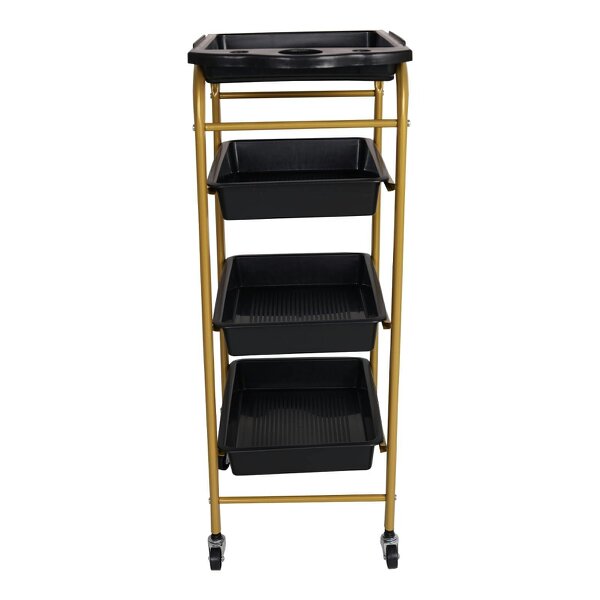 HYGRAD BUILT TO SURVIVE 4-Layer Barber & Salon Storage Cart, Black & Gold | HYGRAD®