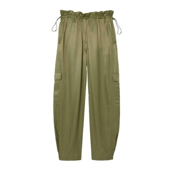 Lacoste Womens/Ladies Satin Oversized Cargo Trousers - Khaki Green - 