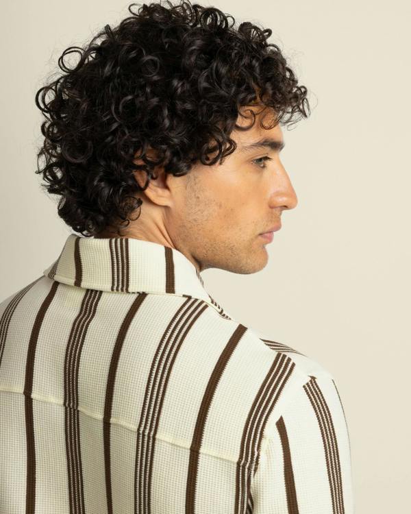 Larsson & Co Hannes - Waffle Stripe Short Sleeve Shirt