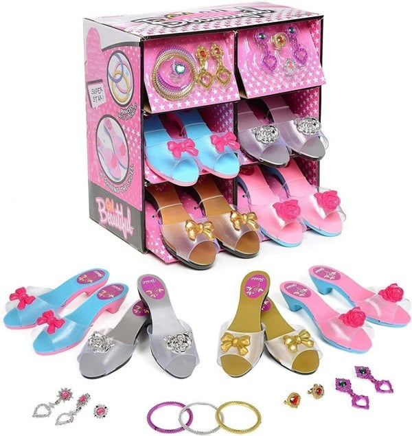 deAO Toys Princess Shoe and jewelry Boutique with 4 Pairs of Shoes