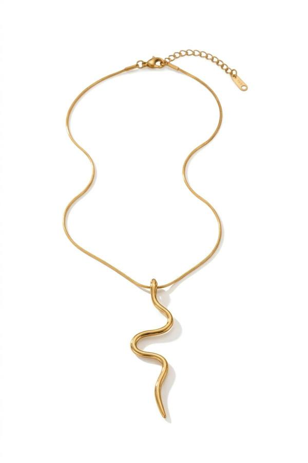 ARIIRA India Gold Tone Wavy Serpent Pendant