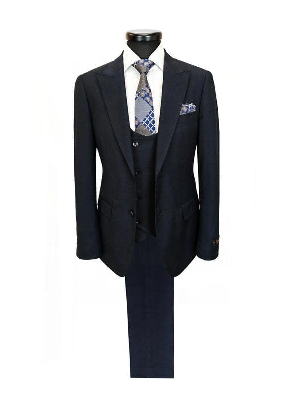 Men's 3-Piece Dark Navy Slim Fit Suit