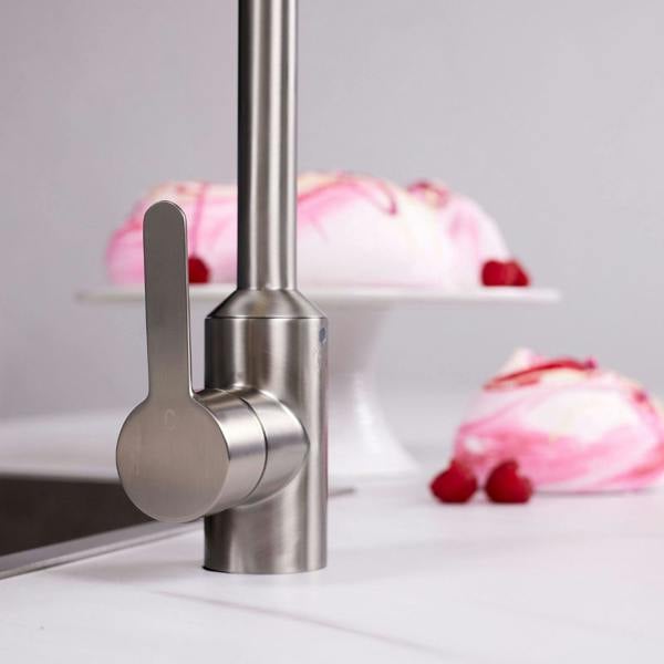 Flode Bryne | Single Lever Kitchen Sink Mixer Tap with Swivel Spout | Brushed Steel Finish