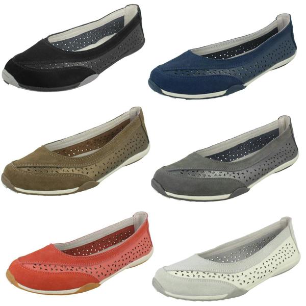Down to Earth Ladies Down To Earth Suede Leather Ballerinas F80448
