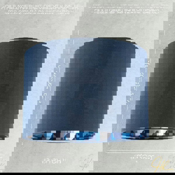 Designer Midnight Blue Linen Lamp Shade with Geometric Pattern Lining Image 6