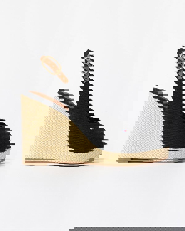 Tommy Hilfiger Womens Flag Slingback Wedge  Espadrille - Black