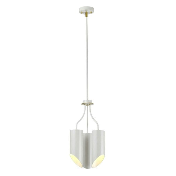 3 Bulb Chandelier Hanging Pendant LIght White Aged Brass Finish LED E27 8W Bulb Loops