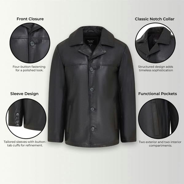 Infinity Leather Men’s 4 Button Italian Leather Blazer Jacket - Loxton