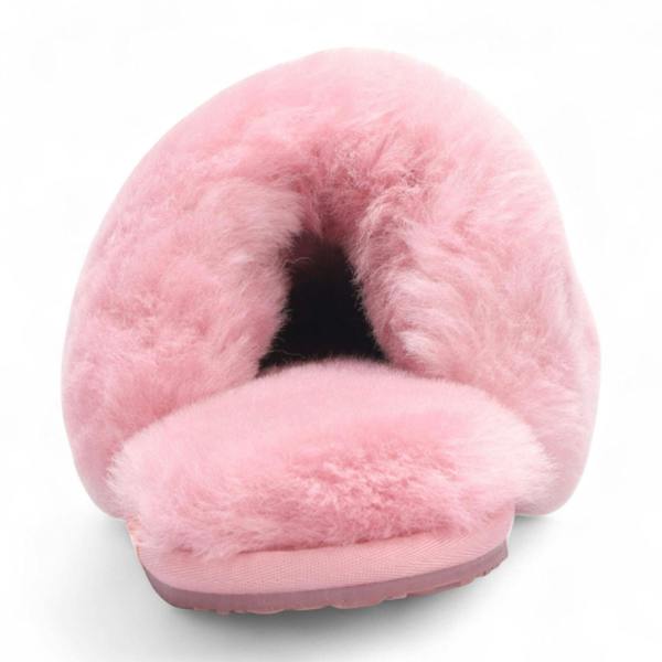 Infinity Leather Women's Sheepskin Slippers Pink Warm Winter Fur Mule - Aurora
