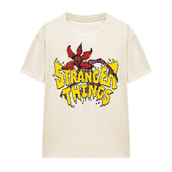 Stranger Things Womens Demogorgon Flames T-Shirt - Natural