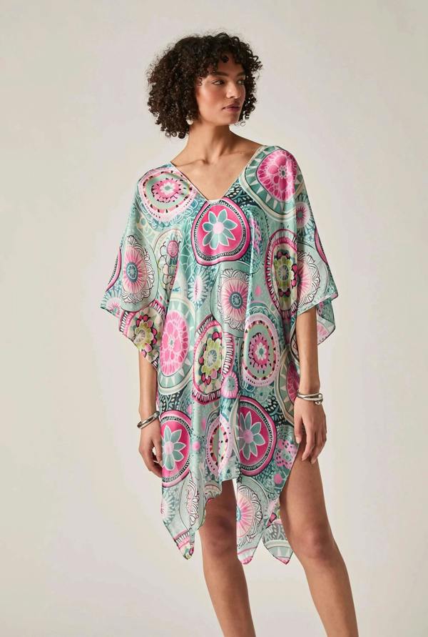 James Lakeland Turquoise Mandala Print Kaftan