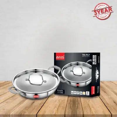 AVIAS TRIPLY KADAI WITH SS LID - 22CM (2L)
