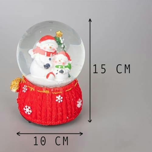 15cm Musical Christmas Snow Globe with Santa and Snowman Scene, Glass Ornament on Resin Base image 5