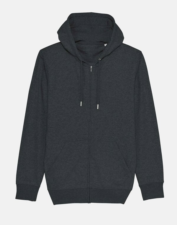 Men's Organic Cotton Zip-up Hoodie – Dark Heather Grey - British Boxers