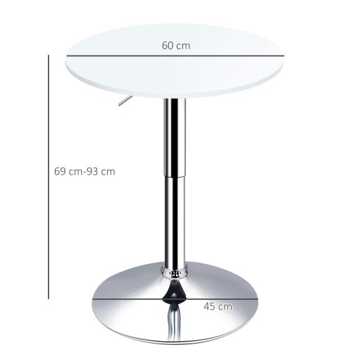 Wyld Haus Rocolo Metal And Wooden White Adjustable H8 Round Bar Table With Swivel Top