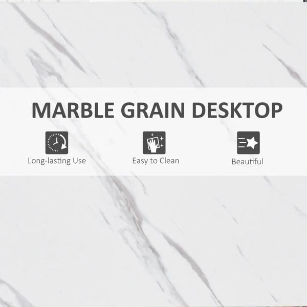 White marble grain-effect desktop surface for rectangular bar table
