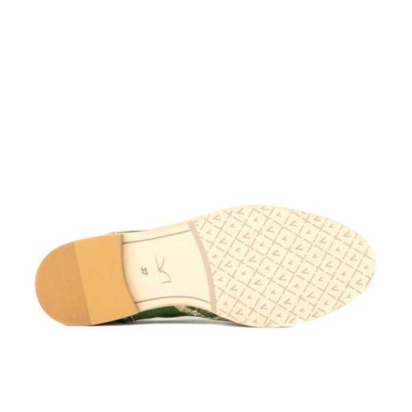 Embassy London Vivienne - Green Snake - Women's almond toe lace up leather oxfords with broguing