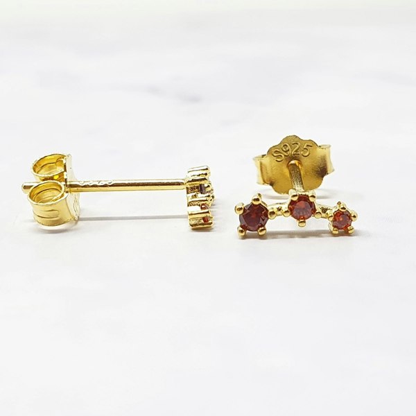 Garnet January Birthstone Climber Stud Earrings