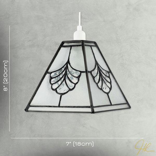 Traditional Clear Glass Tiffany Pendant Light Shade with Floral Panels Image 7