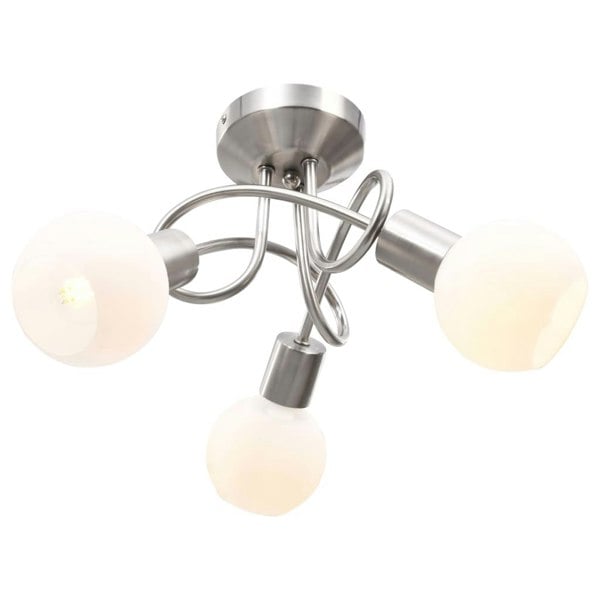Berkfield Ceiling Lamp with Ceramic Shades for 3 E14 Bulbs White Bowl
