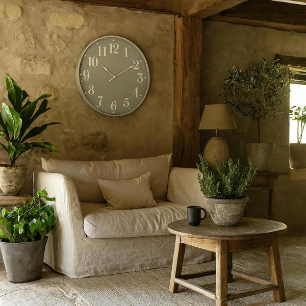 Wyld Haus Large 80cm Grey Minimalist Wall Clock with White Numerals