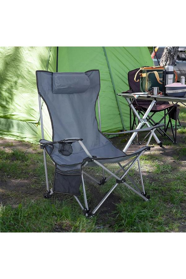 Living and Home Foldable Reclining Camping Chair with Footrest