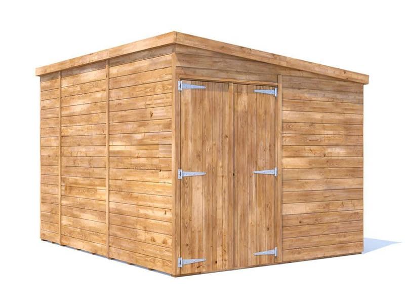 Dunster House Wooden Shed Garden Storage 2.4 x 3m (8' x 10') 15mm Walls, Pressure Treated Timber, Pent Roof, Overlord Modular