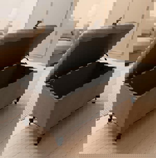 Silver Ottoman Coffee Table Storage Bench | Light Grey Chesterfield Footstool - ISTOOLS