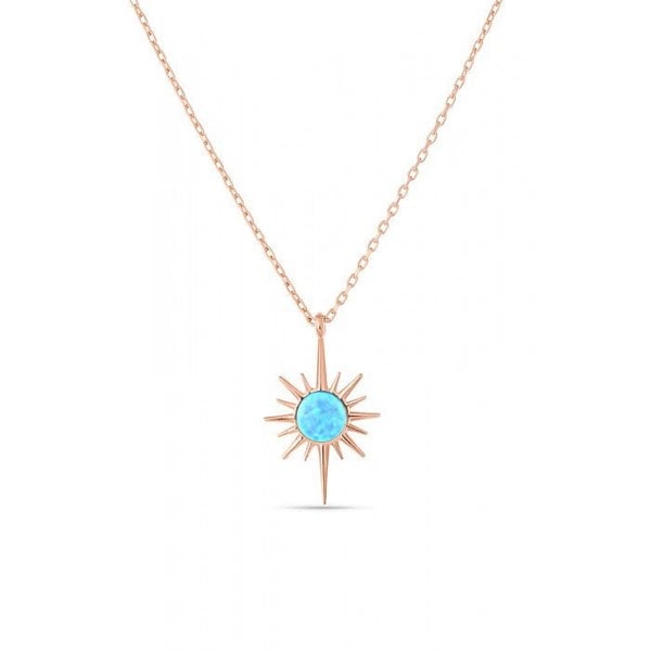 Spero London Blue Opal Northernstar Sterling Silver Pendant Necklace