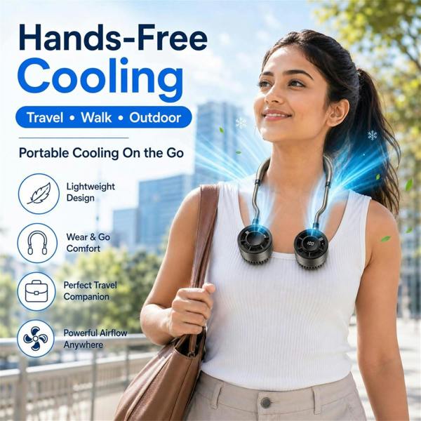Dyzi Portable Neck Fan 100 Speed Wearable Fan LED Display USB C