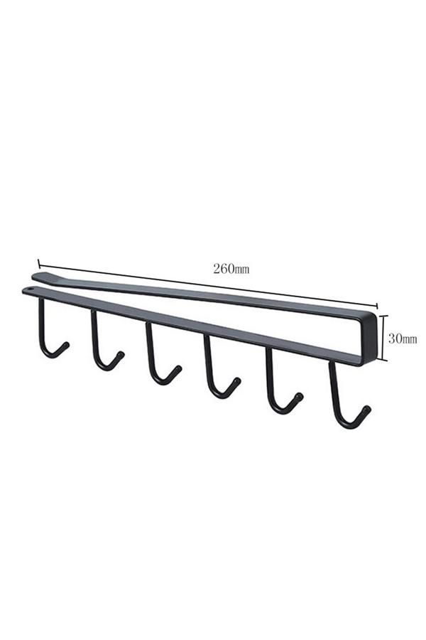Living and Home Cups Storage 6 Hooks Kitchen Utensil Hanging Hook Rack Holder Under Cabinet Closet