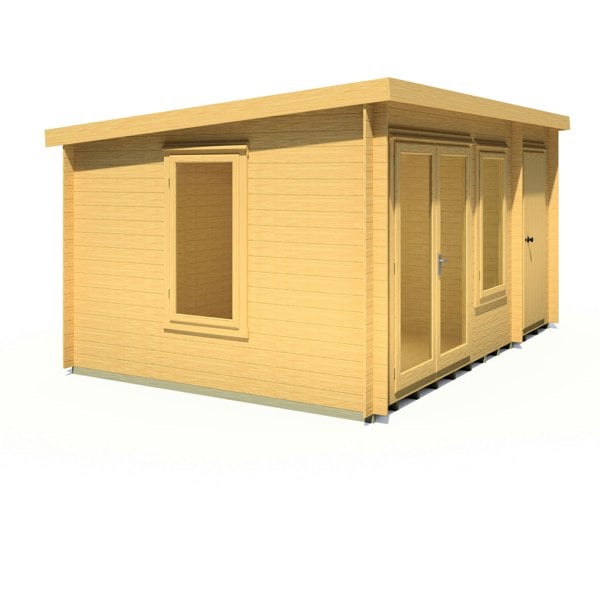 Shire Elm 10Gx14 Multiroom Pent Log Cabin 19mm interlock  Cladding - Best Shed