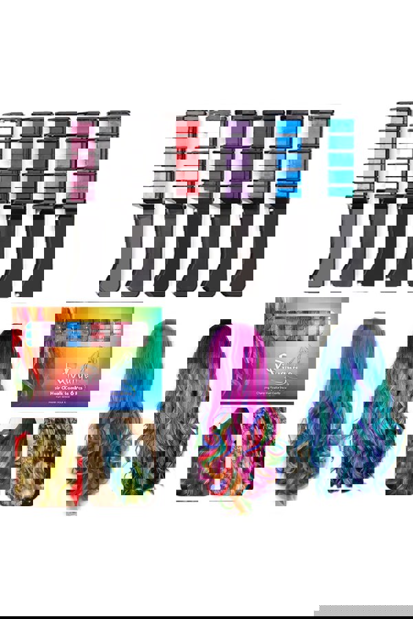 Living and Home 6 Colors Temporary Bright DIY Hair Color Chalk Comb Set for Girls