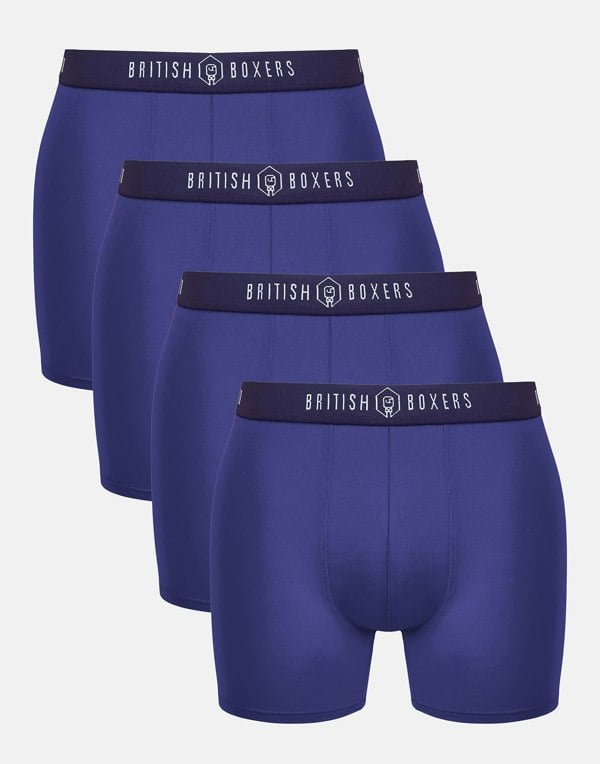 British Boxers Multipack! 4 Pairs of Men's Bamboo Stretch Trunks - Navy