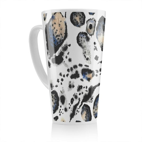 Benjamin Tate Design Leopard Print With Blue Latte Mug